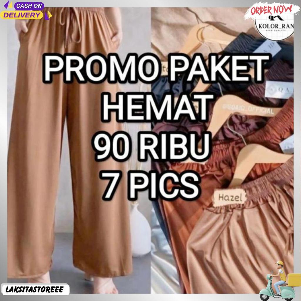 Paket Hemat 8 Pcs Celana Kulot Uniqlo Wanita Bahan Hyget Super Premium Tali Serut Kualitas Terpercay