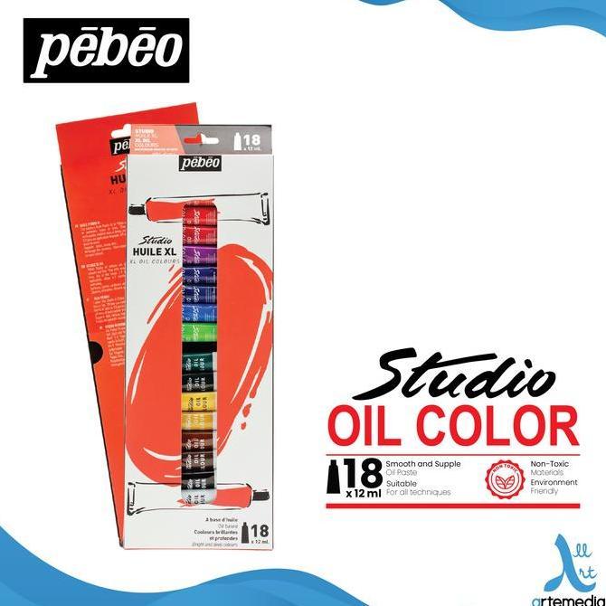 Pebeo Studio Oil Paint 18x12ml | Cat Minyak Pebeo 18WarnaTubeSet