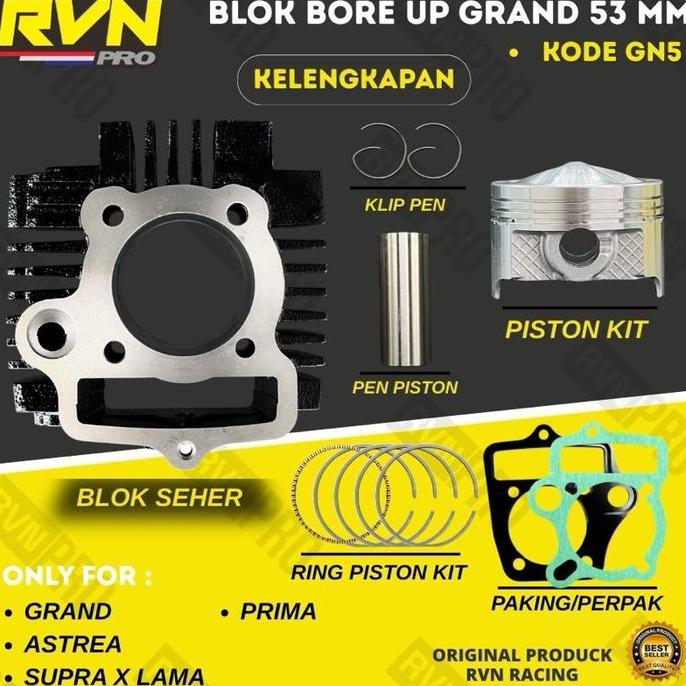 BLOK SEHER BORING PAKET BOREUP BORE UP SUPRA X GRAND PRIMA ASTREA 53MM 53 RVN THAILAND