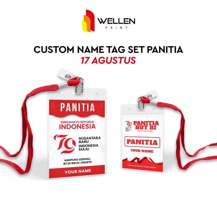 WELLEN PRINT - Cetak Name Tag Set Panitia 17 Agustus Custom / ID CARD