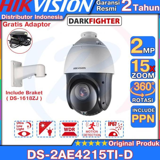 Hikvision DS-2AE4215TI-D PTZ 2mp 15X Zoom CCTV Outdoor Darkfighter Garansi Resmi