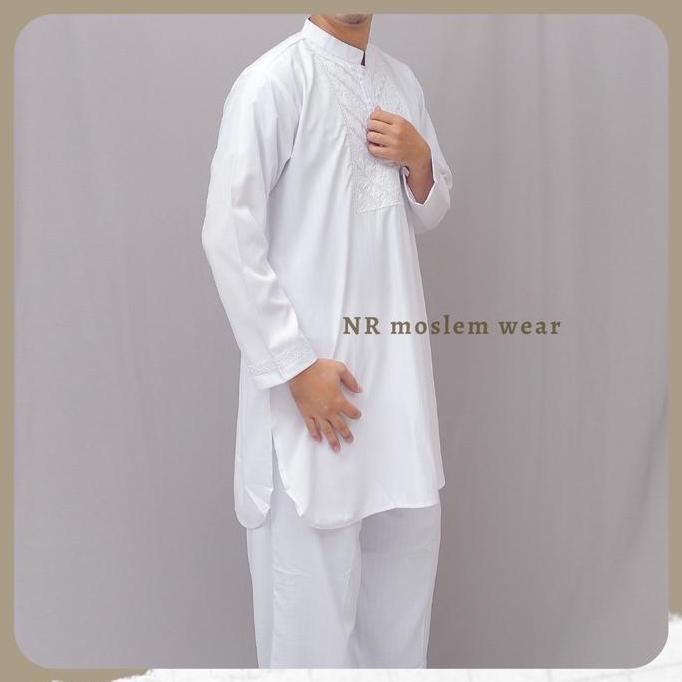 Clothes- Baju Koko Pria , Setelan Koko Pakistan Putih Dewasa , Baju Koko Umroh Haji Kode Stp