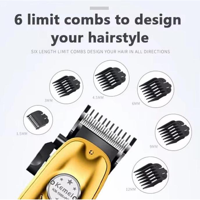 Nurse- Alat Cukur Rambut Kemei Km-1986Pg Cukuran Hair Clipper Full Metal 1986