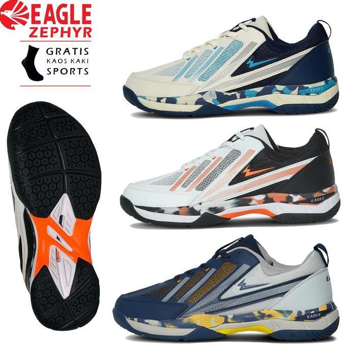 TERMURAH - Sepatu Badminton Eagle Zephyr Original Warna Putih Pria Wanita