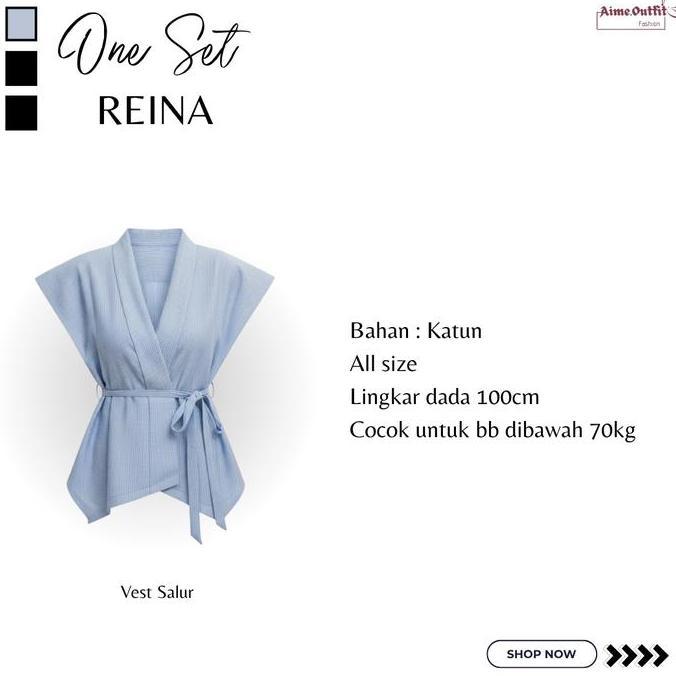 HEMAT LUAR BIASA Reina Outfit - Setelan Reina Outfit [ Vest Salur + Cutbray + Tanktop ] One Set Kore