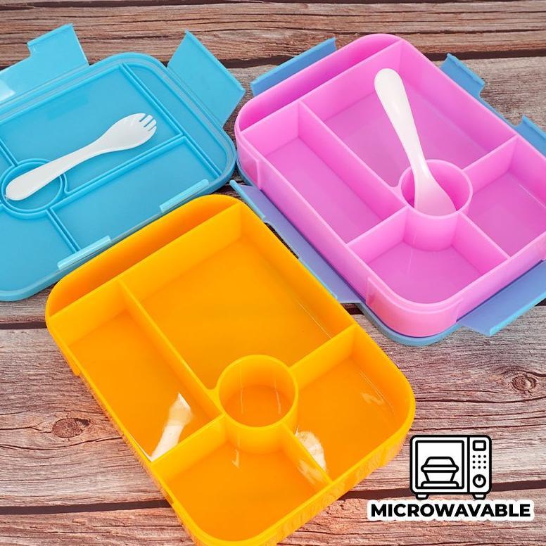 NEW Lunch Box 5 Sekat Gratis Garpu&Sendok/Kotak Makan 5 Sekat/Lunch box set/bekal makan set/kotak be
