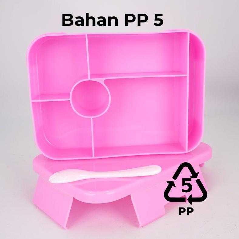 PROMO Lunch Box 5 Sekat Gratis Garpu&Sendok/Kotak Makan 5 Sekat/Lunch box set/bekal makan set/kotak 