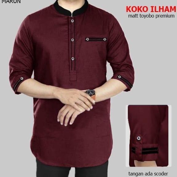 Clothes- Pik - Koko Kurta Ilham S M L Xl Xxl 3Xl Pakaian Muslim Koko Kurta Pria Katun Toyobo Dewasa 