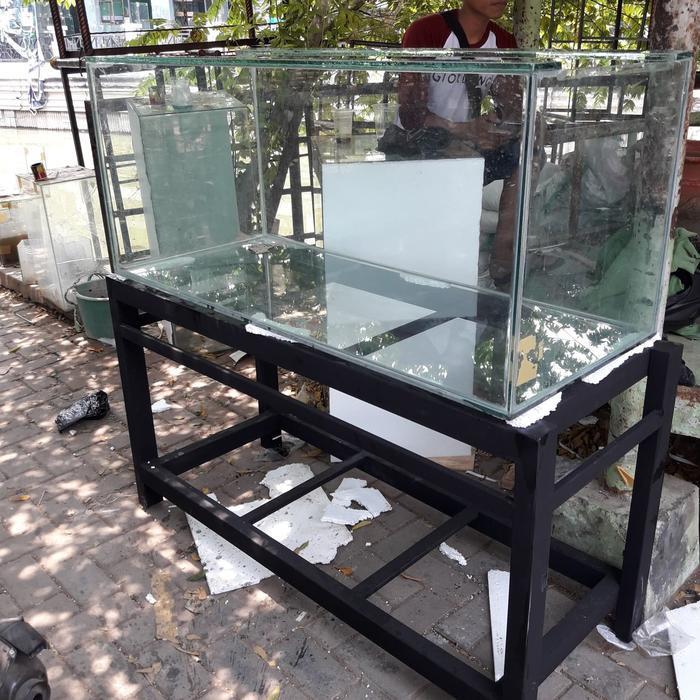 PAKET AQUARIUM 120X50X50 KACA 10 FULL MILI +RAK HOLO