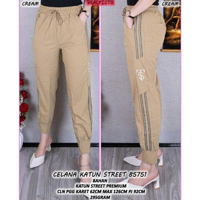 Trousers- New Arrival  8089 Celana Jogger Viral Import Joger Wanita Fashion Matt. Katun Stretch Impo