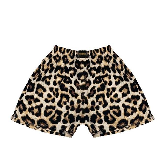 Trousers- Puddinglane Celana Boxer Unisex Pria Wanita Short Pants Karita Leopard