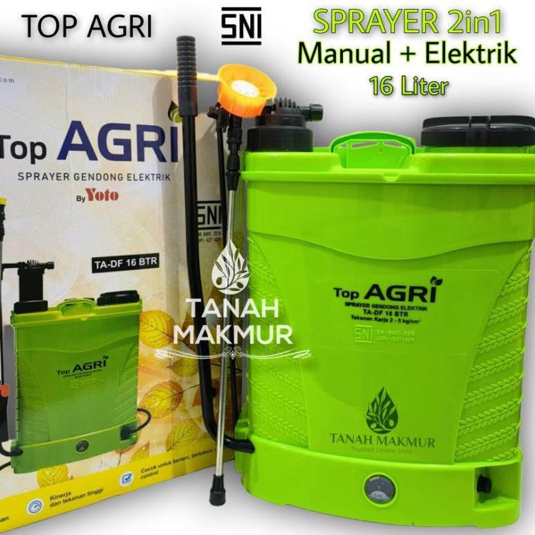 Ready Semprotan Manual Dan Elektrik 2in1 16 Liter Sprayer Top Agri Baterai Tangki Semprot Hama Sawah