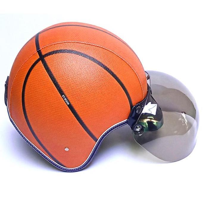HELM RETRO BOGO KULIT MOTIF BOLA BASKET