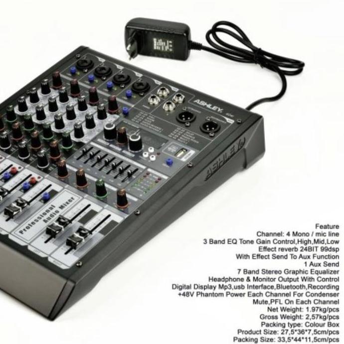 Mixer Audio Ashley 404I Original 4 Chennel Equalizer Monitor Amplifier