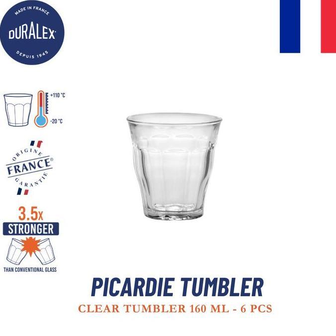 Duralex Gelas Kopi Picardie 160 ml -Set of 6