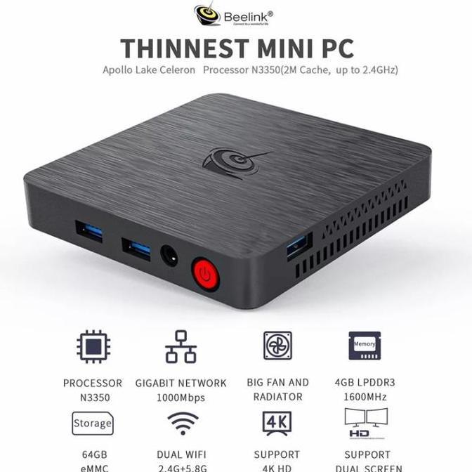 Mini PC Beelink 4/64GB Z85 Z83V Intel X5 z8350 Windows 10 Minipc