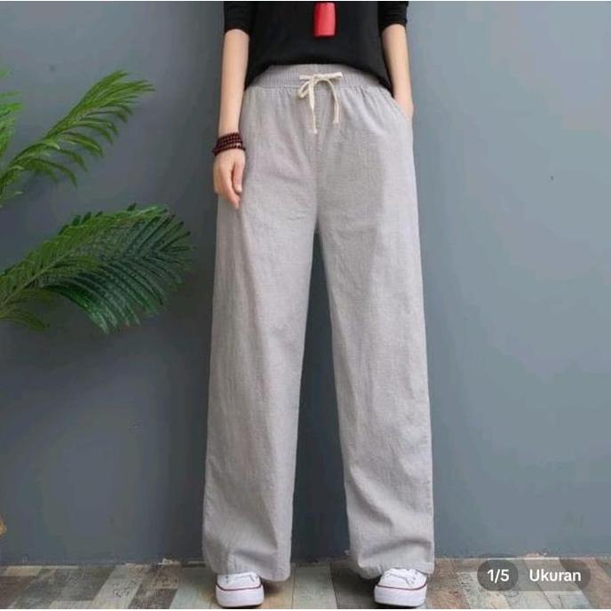 Wokex- Celana Kulot Highwish/Celana Kulot Wanita Rami Linen Premium/Celana Wanita Terkini Celana Kul