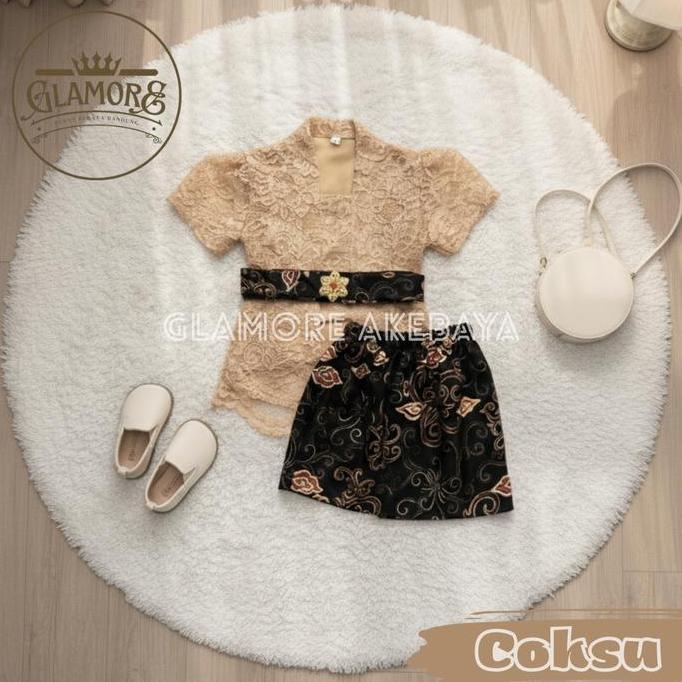 Lansungkirim- Glamore Setelan Kebaya Anak Kutubaru Lengan Dan Rok Pendek Full Furing Untuk Wisuda Pe