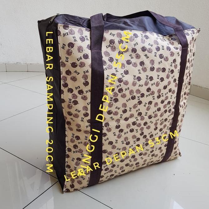 Tas kain jumbo, tas belanja, tali puter, sleting dobel, kuat