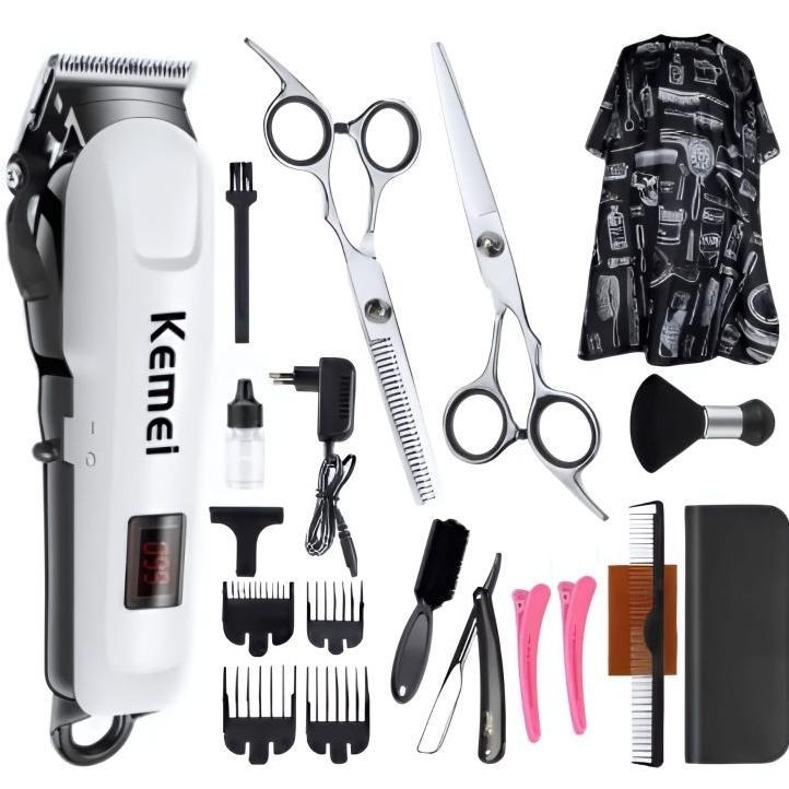 [Cod]Paket Alat Cukur Rambut Barbershop Mesin Cukur Pangkas Gunting Potong Sasak Rambut Kemei Km-Pg8