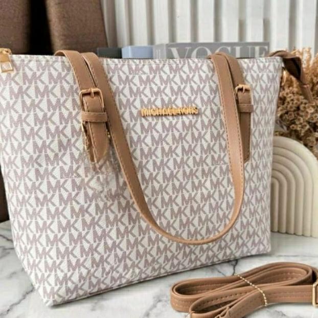 Tote Bags Tas Selempang Wanita Kanvas Garis-Garis