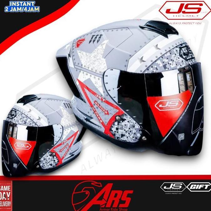 JS Helm Bintang Army Glossy   Pria Wanita Desain Keren Stylish Paket Ganteng Berkualitas Tinggi Perl