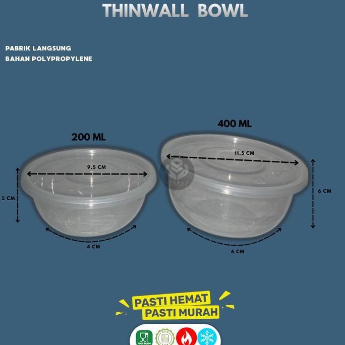 [25 Set] Thinwall Bowl 200 ml Bulat / Cup Puding Tebal / Thinwall Cup 200 Ml / Thinwall Bulat 200 / 