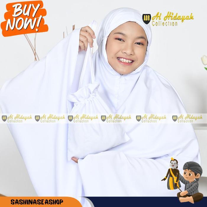 Mukena Anak Traveling Putih Santri 2 In 1 Resleting Dagu Katun Premium Polos Sd Smp Remaja 7 8 9 10 