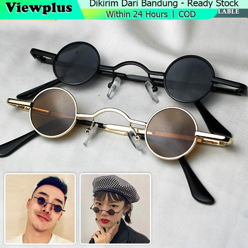 Sales Kacamata Boboho Hitam Bulat Retro Kecil Kacamata Mini Wanita Frame Metal Gaya Retro / Kacamata