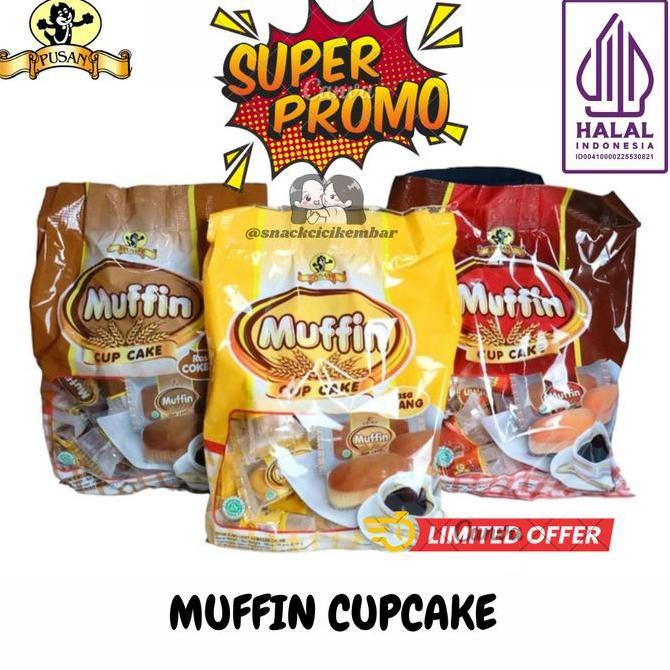 Jjd- Bundle Get 3 Package Pusan Bolu Muffin Cup Cake Rasa / Cokelat / Pisang Food Cemilan