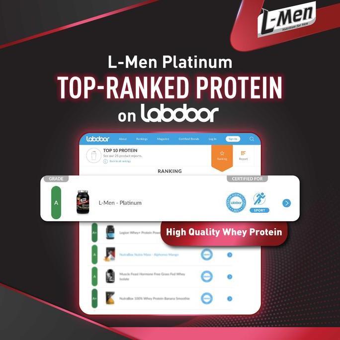 Cod,Bisaaja- Twin Pack: L-Men Platinum Choco Latte 800Gr 1,7Lbs - 5G Whey Protein - Serving - 5,9G B