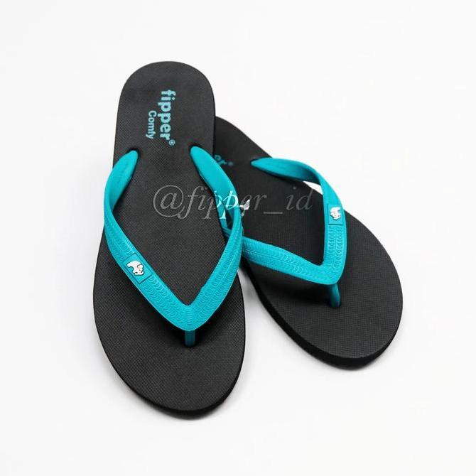 Sandal Pria Fipper - Comfy Black / Turquoise