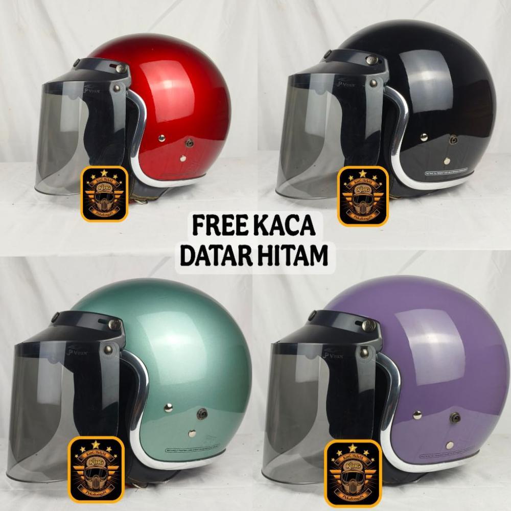 [LC] Helm Bogo Dewasa Kaca Datar Hitam SNI - Helm Bogo Wanita Pria NO1 helm Bogo polos full leher