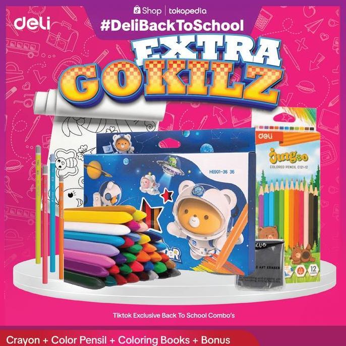 DIBAS_TAVE  - [EXTRA GOKILZZZ] "COMBO CRAYON + PENSIL WARNA + BUKU MEWARNAI + BONUS, SET LENGKAP UNT