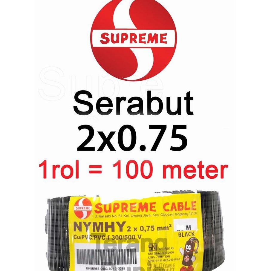 Mbayemseller - Kabel Serabut Supreme 2x0.75 100 meter Kabel Supreme NYMHY 2x0.75 1rol 100meter Kabel