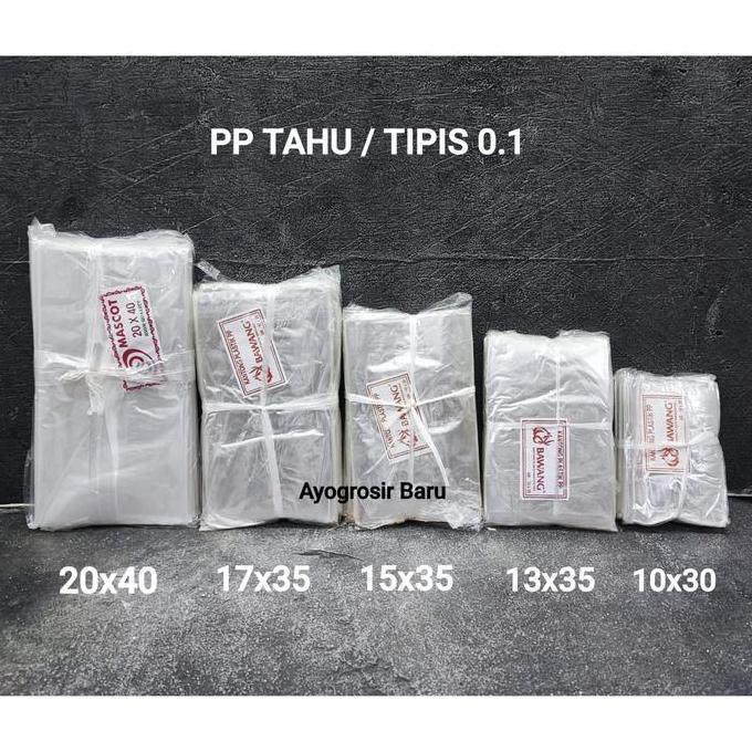 Langsungpas- Pp Tipis 01 Uk 20 X 40 Per 5 Pak Kantong Plastik Tahu
