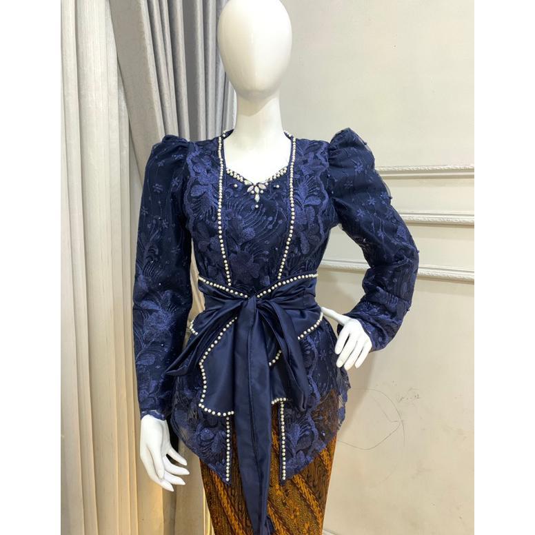 Berkualitas Kebaya Puff + Obi Belt Motif Bunga S-Xxl
