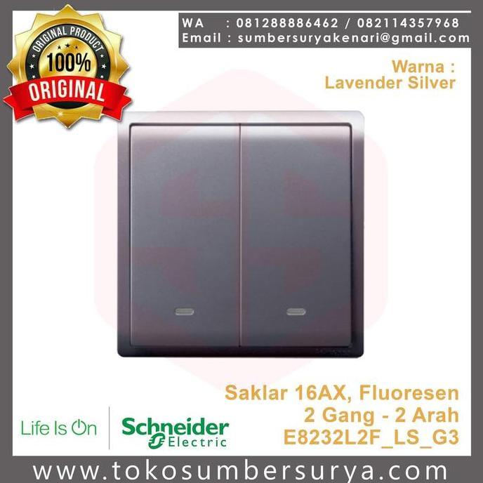 SAKLAR 2 GANG / DOUBLE/ TUNGGAL HOTEL FLUORESEN SILVER PIENO SCHNEIDER PROMO