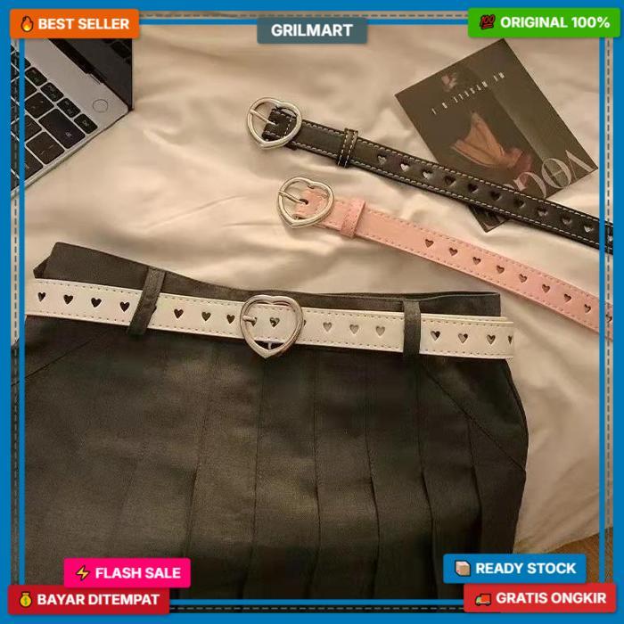 Ikat Pinggang Kencil  Kulit Wanita Fashion Gesper Hati | Belt Y2K Vintage Simple Dan Serbaguna Untuk