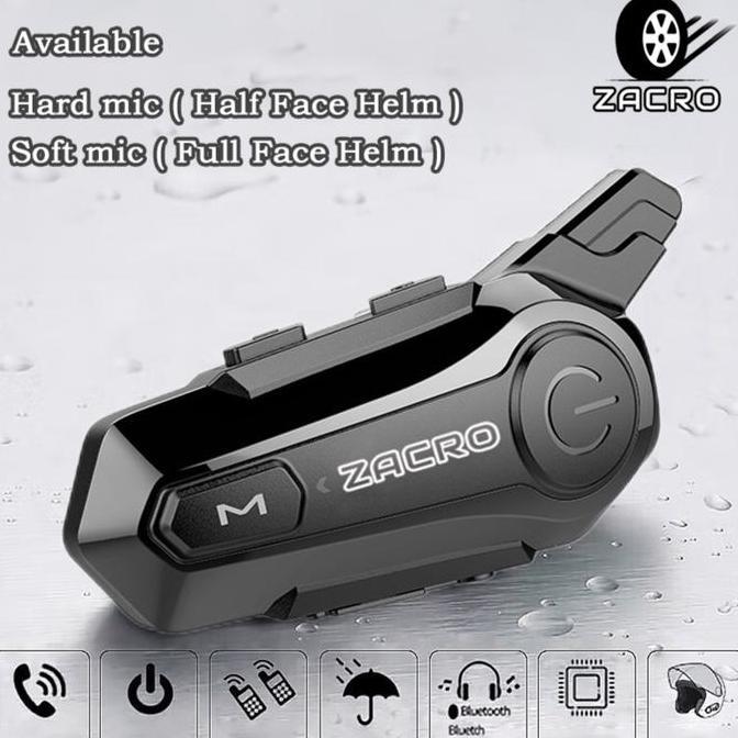 ZACRO E1 Intercom helm Bluetooth 5.0 FM Radio intercom dua arah