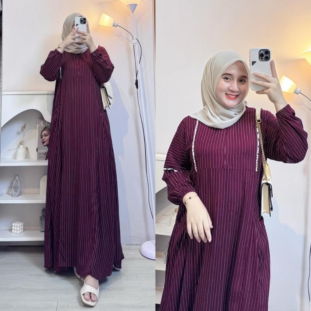 Gamis Rayon viscose premium - Gamis salur rayon premium - gamis line rayon premium - gamis busui kek