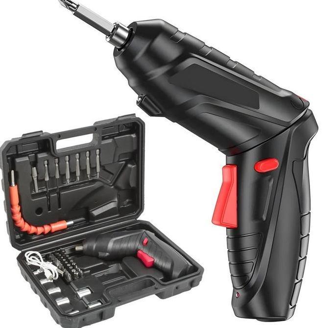SPLENDENS Set Lengkap Obeng Listrik / Mesin Bor Listrik Bor Baterai Tangan Tanpa Kabel Cordless Scre
