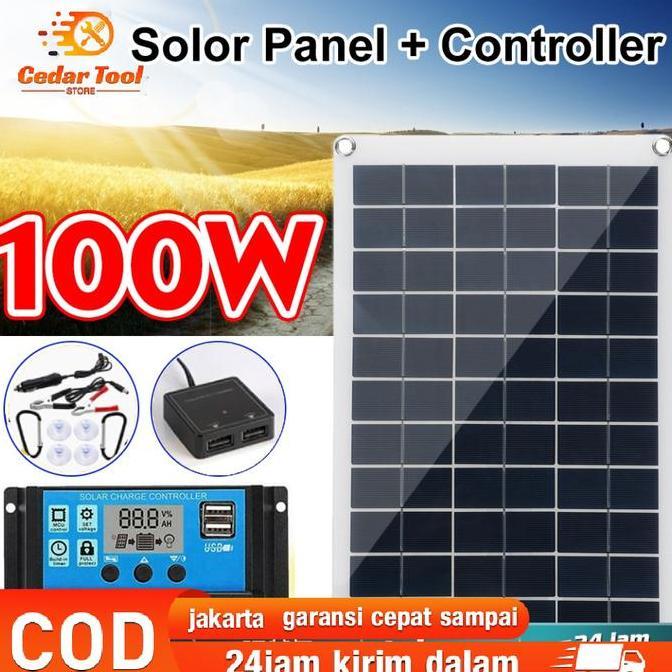 ORIQIR Panel Surya 60W/100W Portable - Pembangkit Listrik Tenaga Surya dengan Kontrol LCD 10A/30A + 