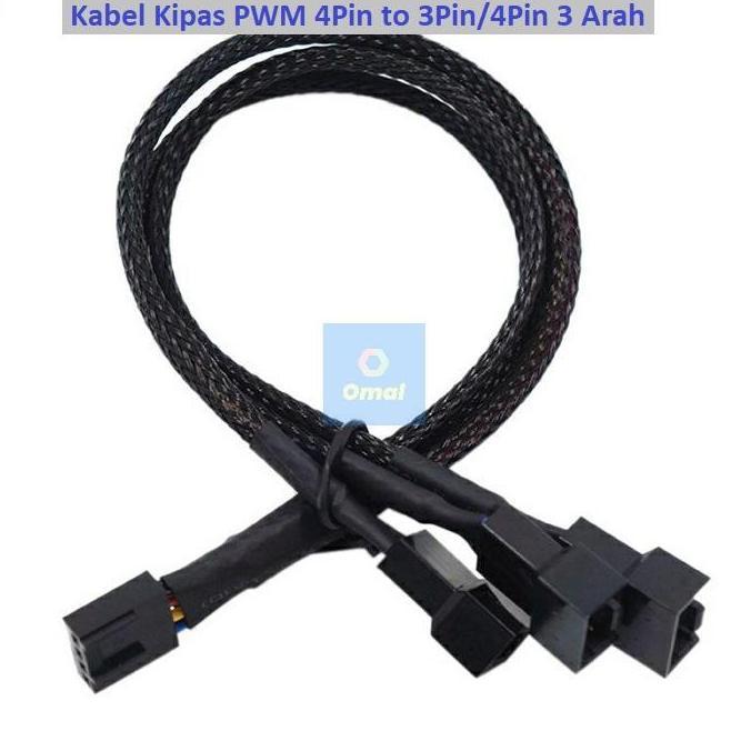 Kabel Kipas PWM 4Pin to 3Pin/4Pin Splitter Fan Case Casing 3 Arah
