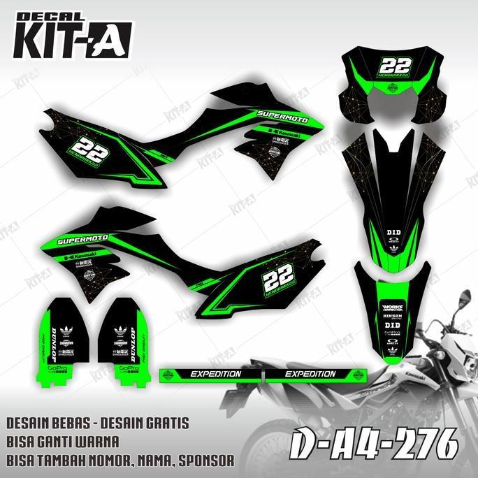 Decal Kawasaki New Dtracker motif supermoto hitam hijau D-A4-276