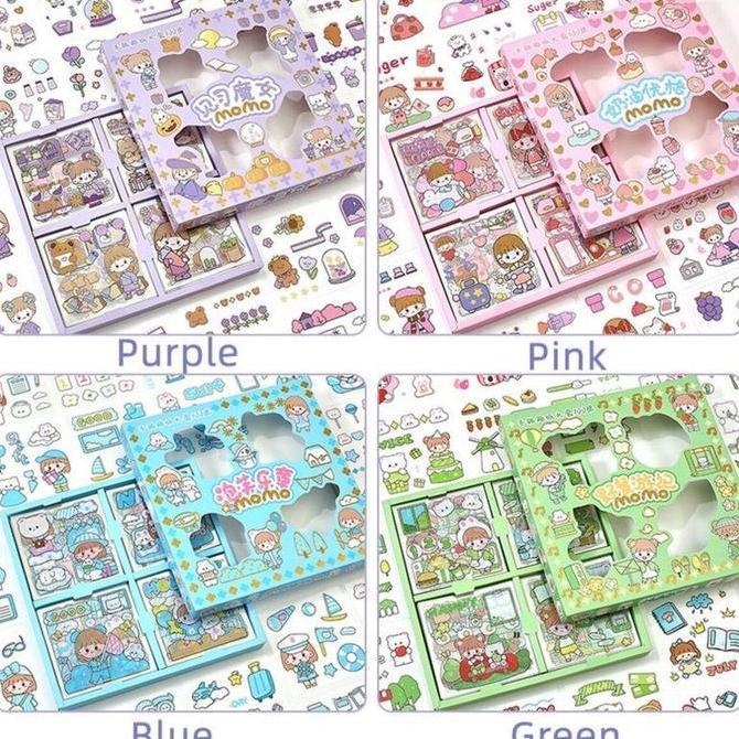 NEW Stiker Kotak Aesthetic 100 Lembar / Stiker Aesthetic Transparan Cute / Stiker Isi 100 Lembar