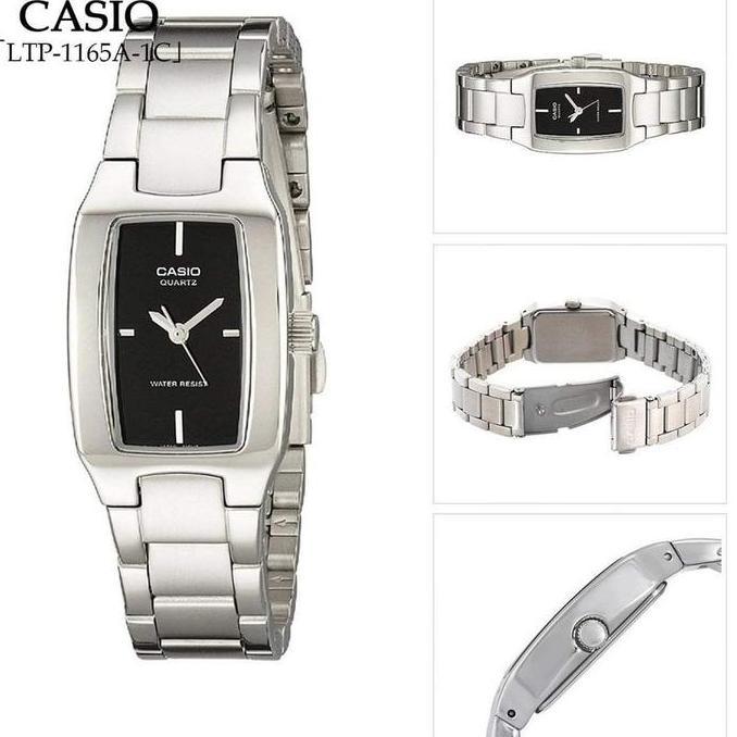 JAM TANGAN WANITA CASIO LTP-1165A-1C LTP1165A-1CDF SILVER BLACK ORIGINAL