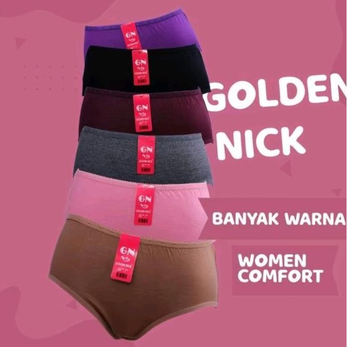 [6Pcs] Celana Dalam Wanita Dewasa Golden Nick 939 Model Karet Kecil -Celana Cewek Ukuran M, L, Xl, X