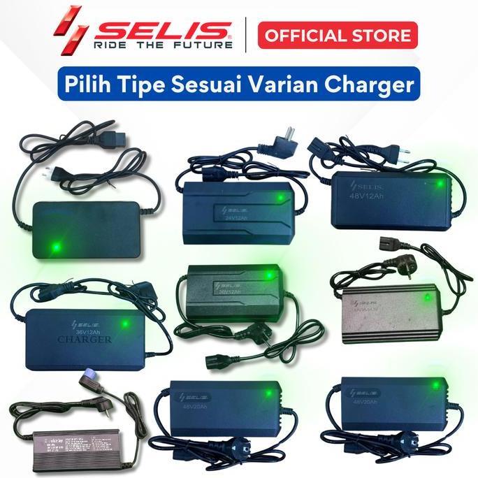 SELIS - Charger Casan Aki 24V12A 36V12A 48V12A 60V20A 72V 20A Sepeda Motor listrik Universal