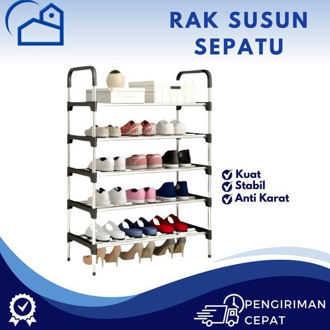 Topsellerijawa - HOMESTATION - COD Rak Sepatu Plastik 4 5 Susun | Rak Multifungsi Gantungan Rak Este